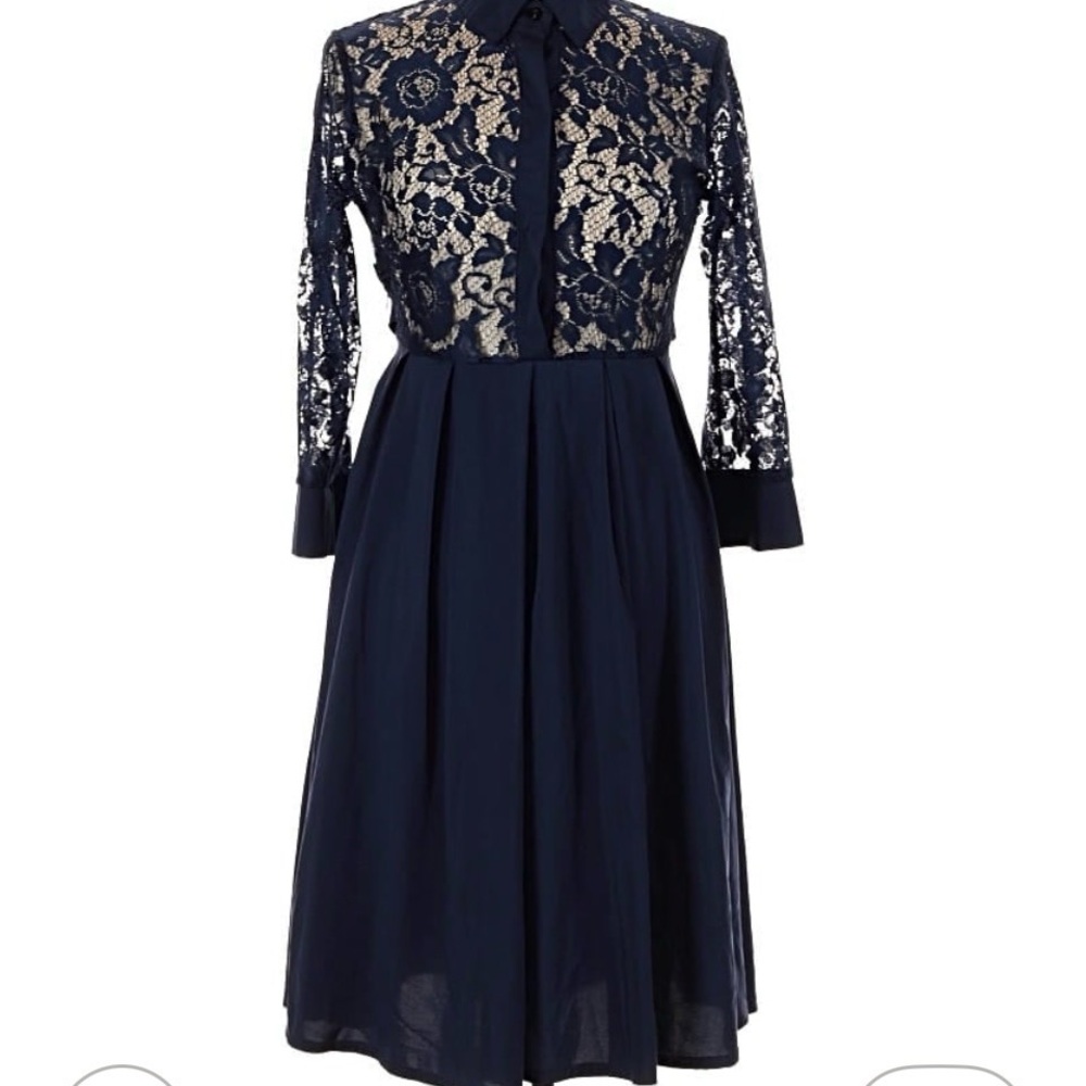 Elegant Navy Lace Dress